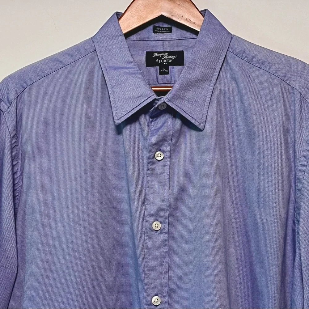 J.CREW Thompson Shirtings 80's 2-Ply Long Sleeve‎ Shirt XL Blue 17-17 1/2 Career